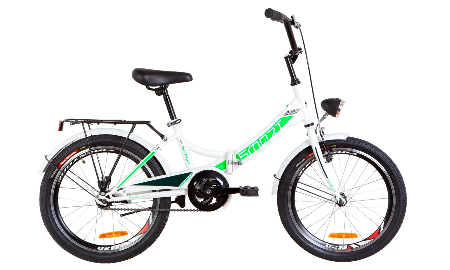 Велосипед 20" Formula SMART, с фонарём (2019) 2019 Бело-зеленый
