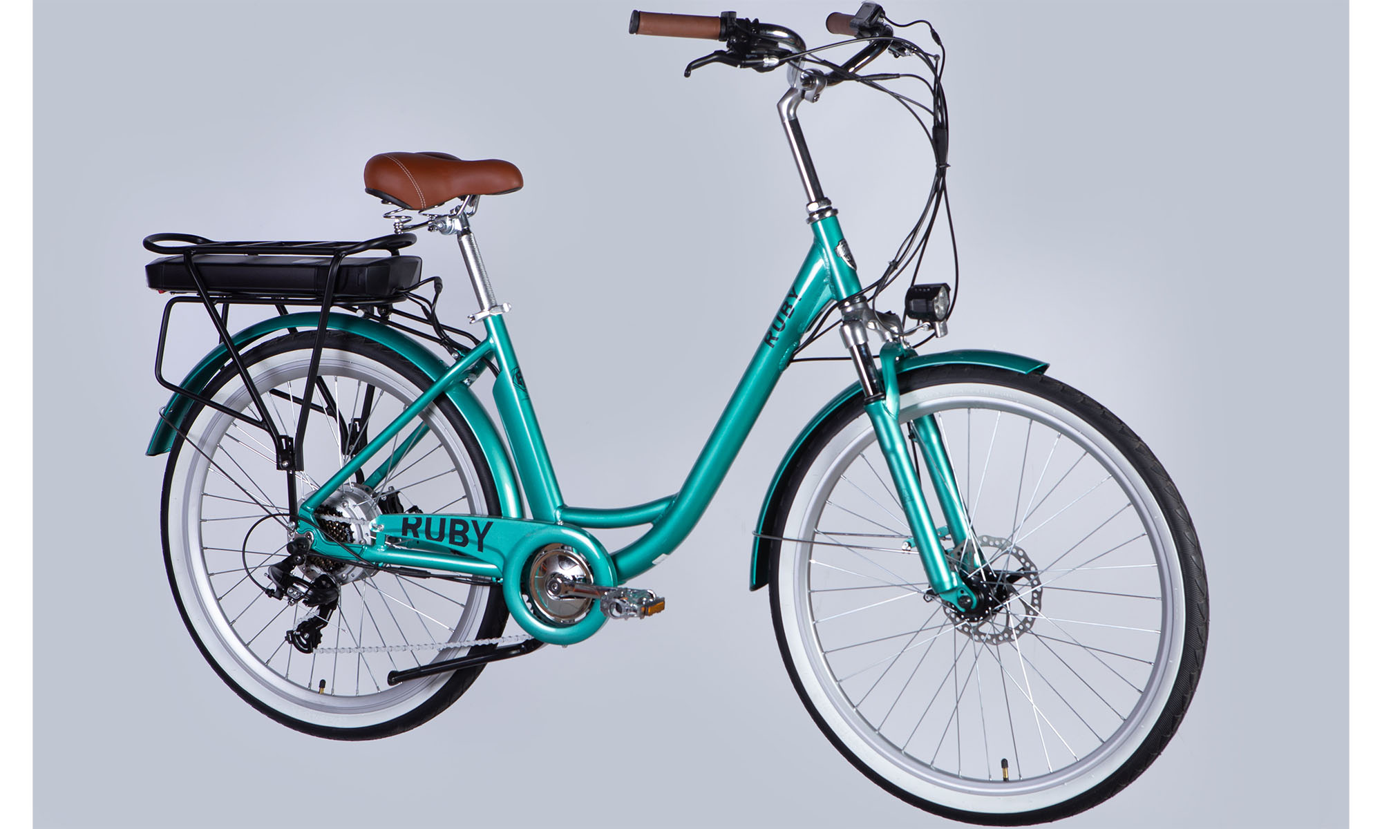 Велосипед с электроприводом Dorozhnik eRUBY DD FR 26", размер M, рама-17", 36B, 12.5А*ч, 500Вт, год 2025, бирюзовый 4