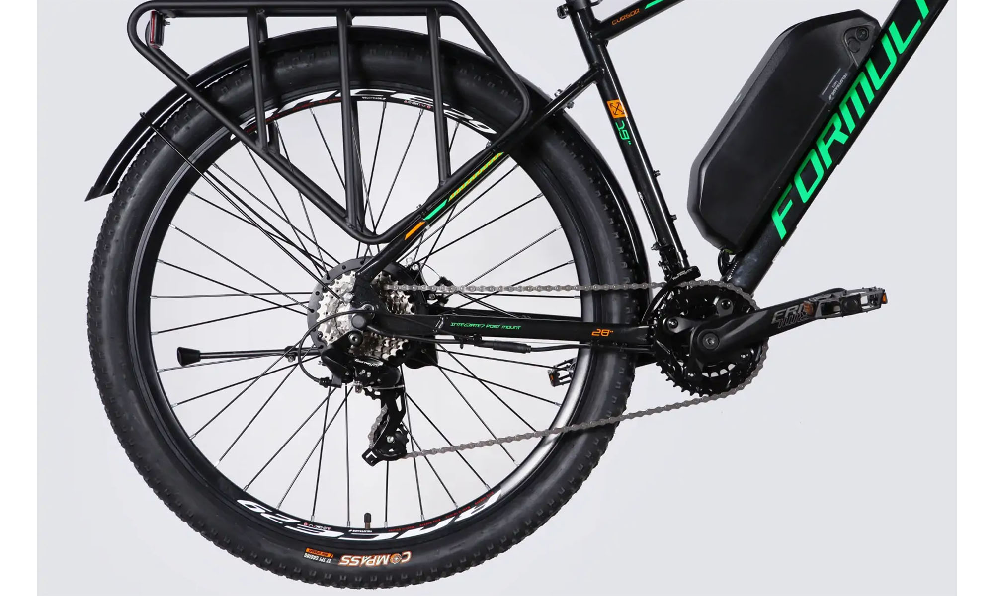 Велосипед с электроприводом Formula eCURSOR MAN DD CS 29", размер XL, рама-21", 48B, 17.5А*ч, 500Вт, год 2026, черно-зеленый 2