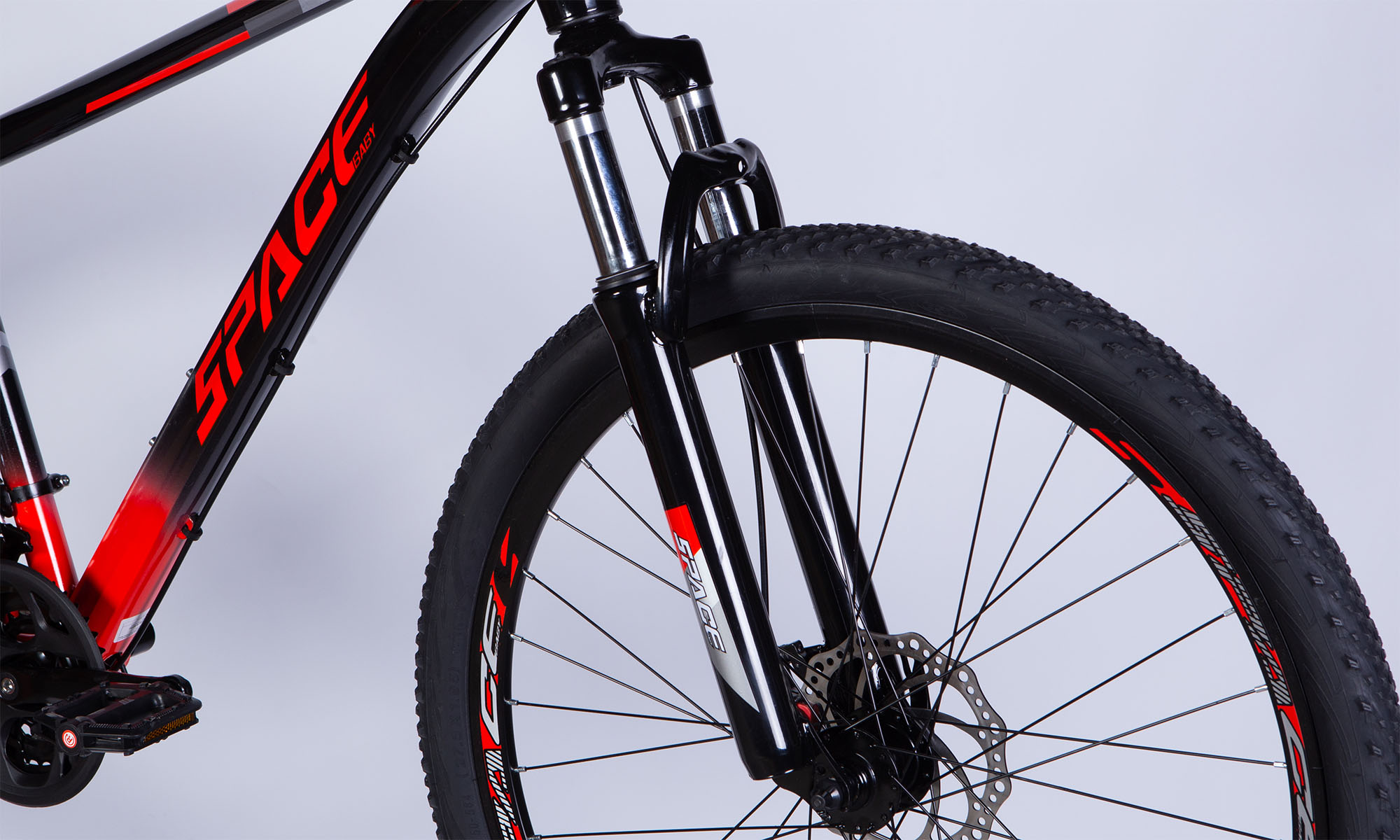 Велосипед SPACE MERCURY DD FR 27.5", размер M, рама 17", год 2026, черно-красный 3