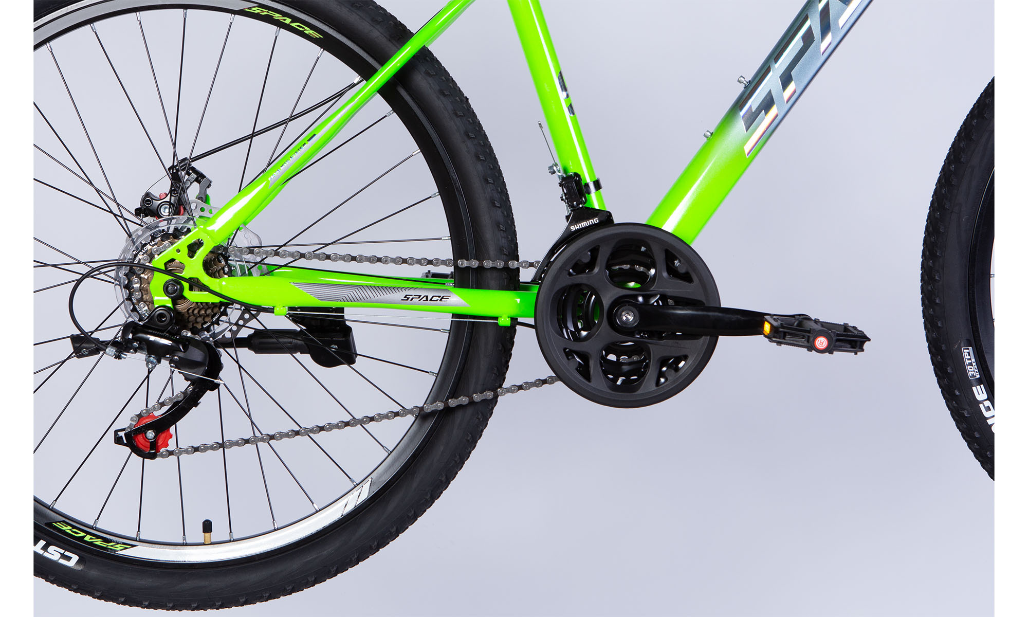 Велосипед SPACE MARS DD FR 27.5", размер M, рама-17", год 2026, зелено-серебристый 2
