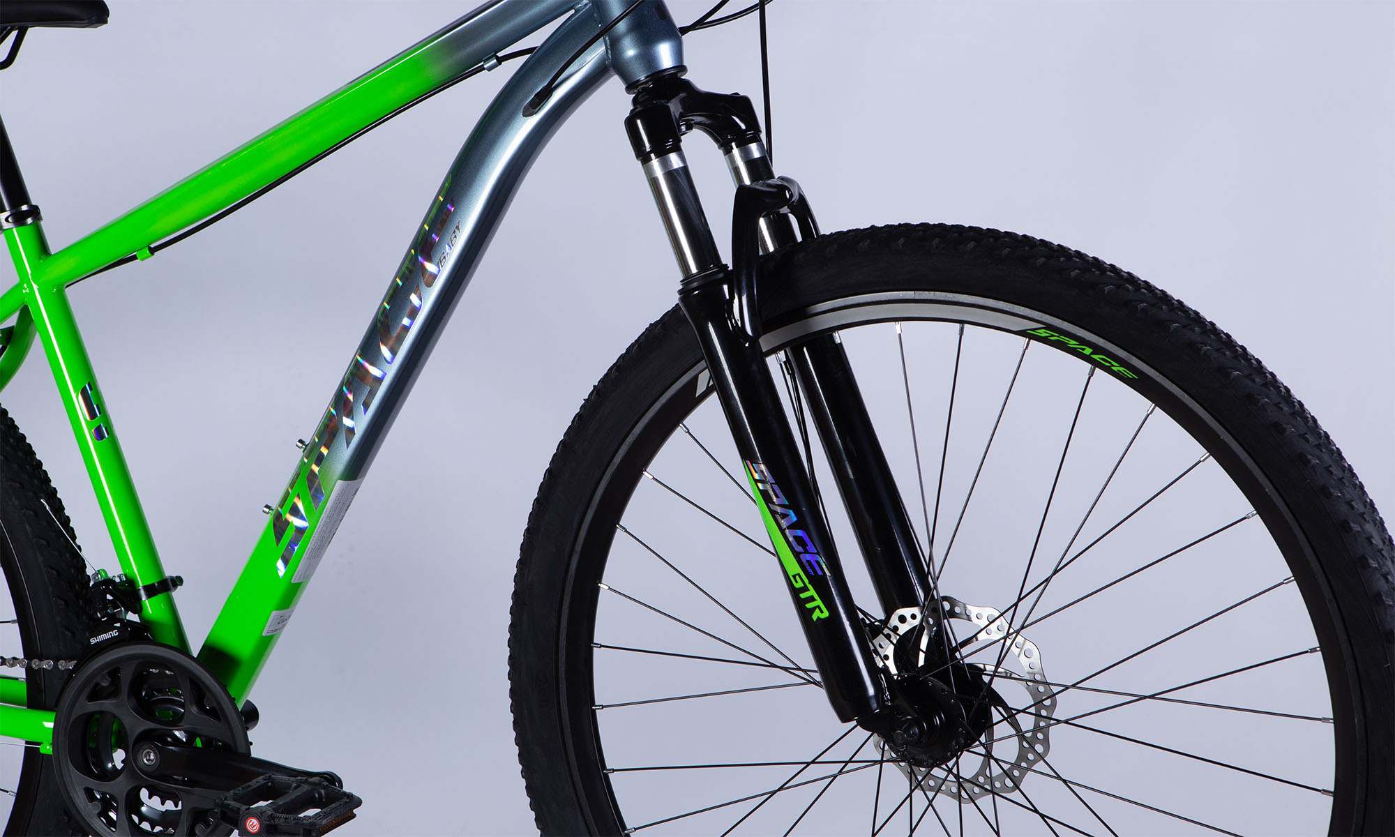 Велосипед SPACE MARS DD FR 29", размер M, рама 18", 2025, зелено-серебристый 3