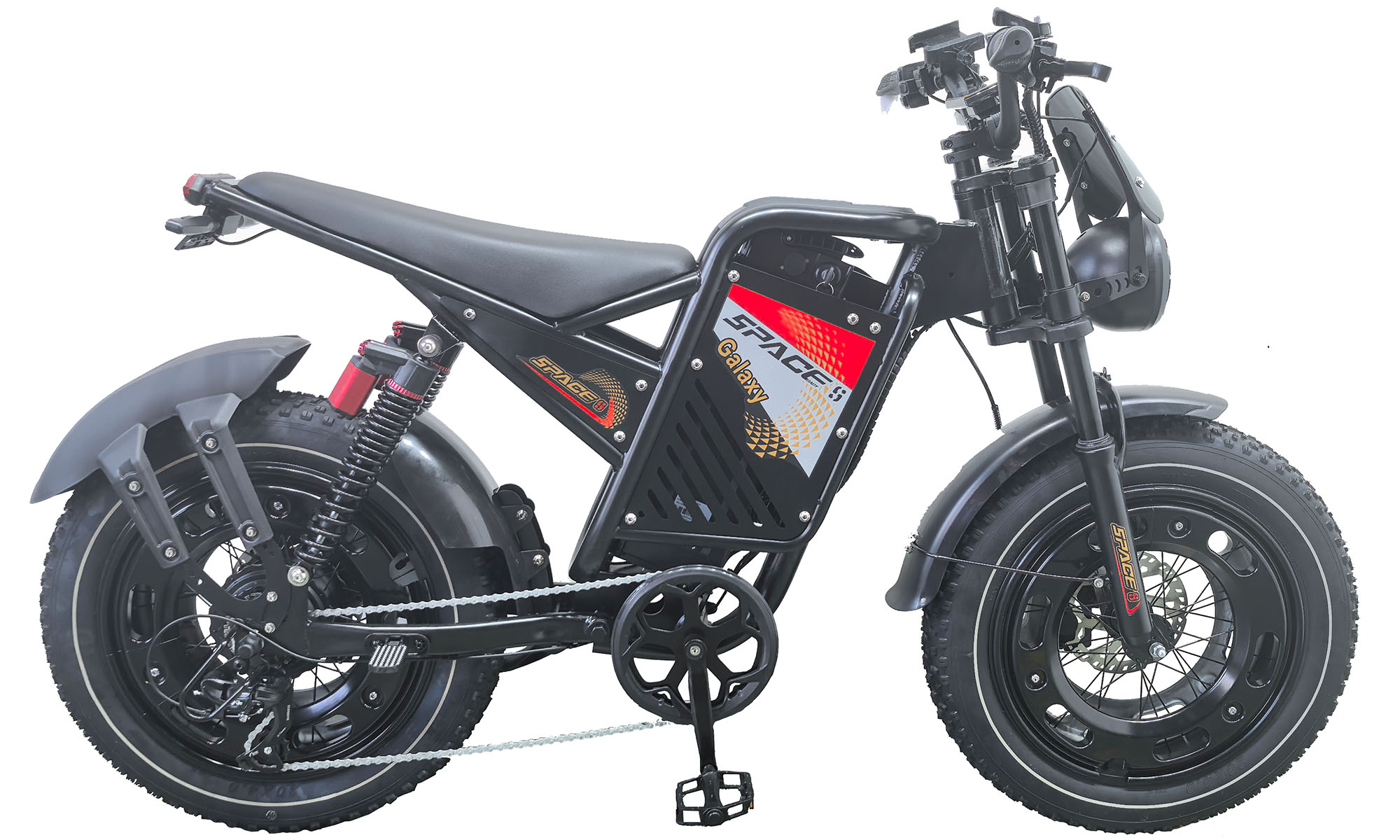 Велосипед з електроприводом SPACE GALAXY DD FR 20", розмір L, 48B, 15А*г, 1000Вт, рік 2026, чорний 