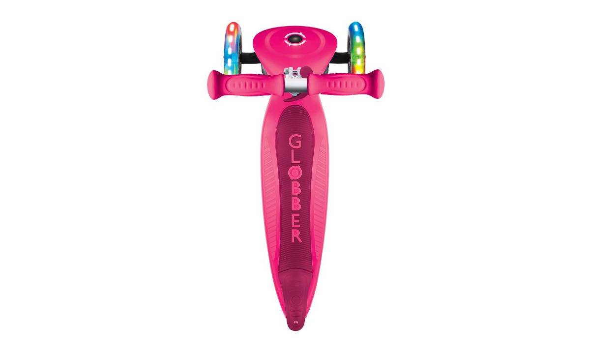 Самокат GLOBBER PRIMO FOLDABLE LIGHTS, рожевий, колеса з підсвічуванням, 3+ 7 Самокат GLOBBER PRIMO FOLDABLE LIGHTS, рожевий, колеса з підсвічуванням, 3+ 7