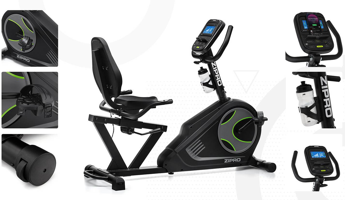 Велотренажер горизонтальный Zipro Iconsole+ Glow черный 8