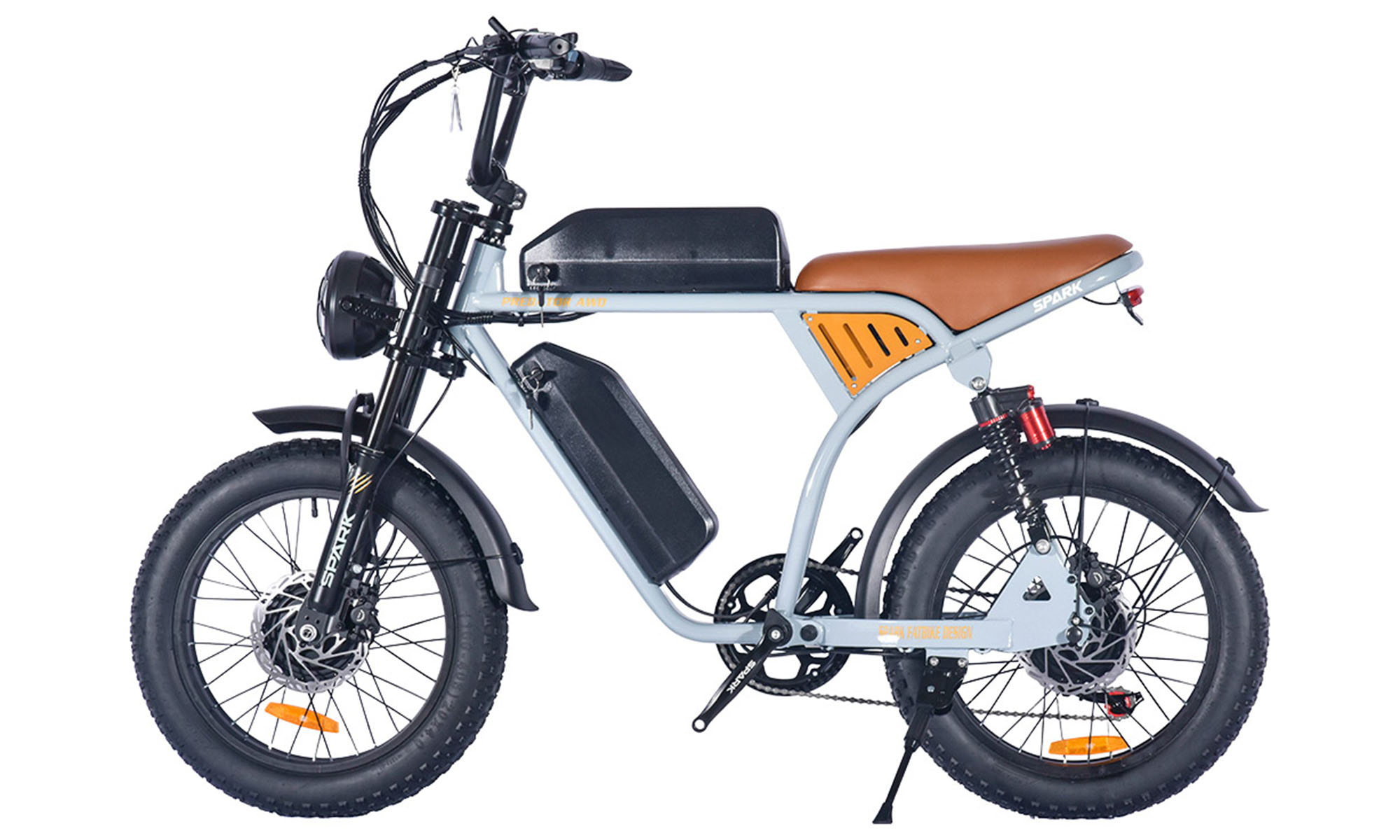 Велосипед с электромотором SPARK PREDATOR AWD 20", 48V / 750W*2 / 20Ah*2 Li-ion, Cерый Велосипед с электромотором SPARK PREDATOR AWD 20", 48V / 750W*2 / 20Ah*2 Li-ion, Cерый