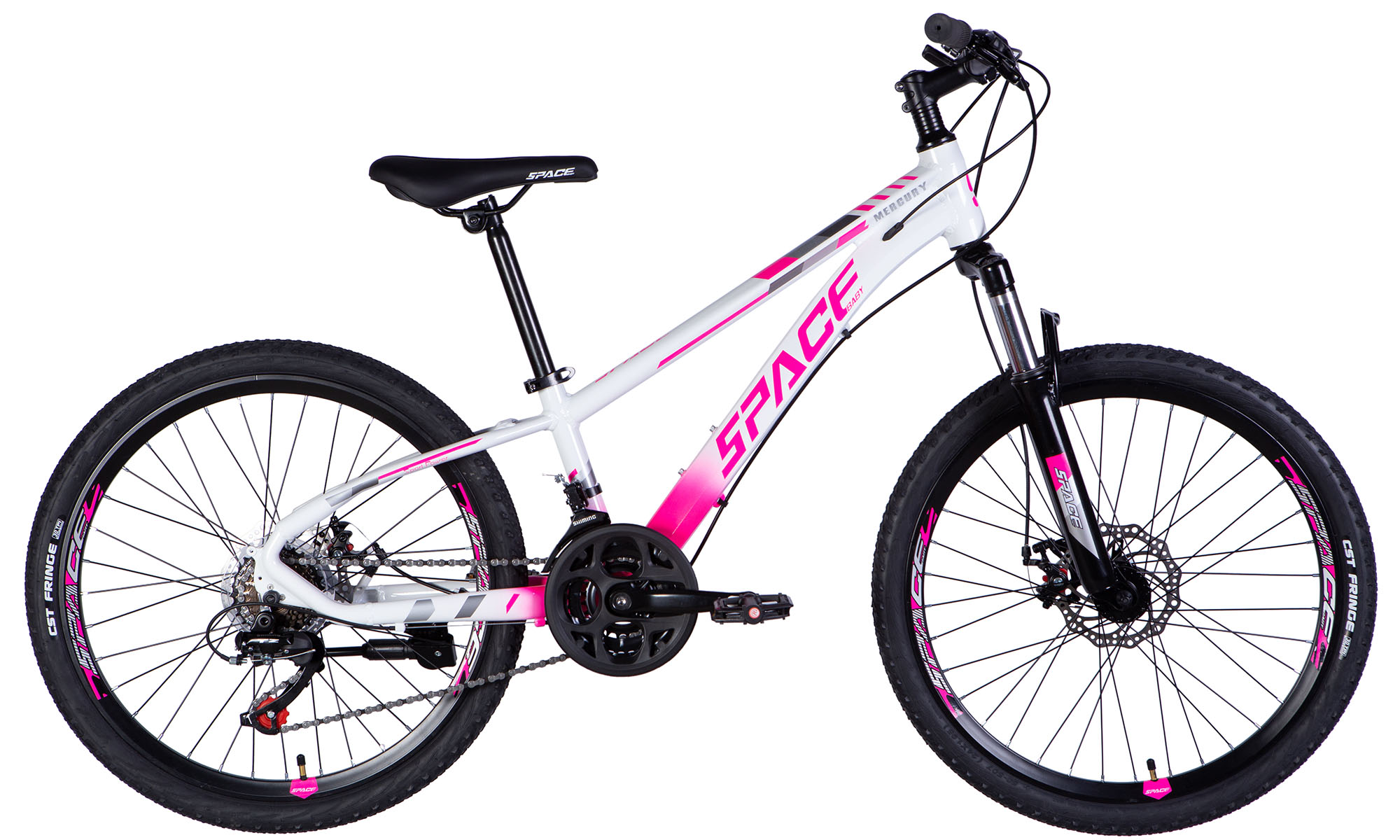 Велосипед SPACE MERCURY DD FR, 24", размер XXS, рама-11", год 2026, бело-розовый 