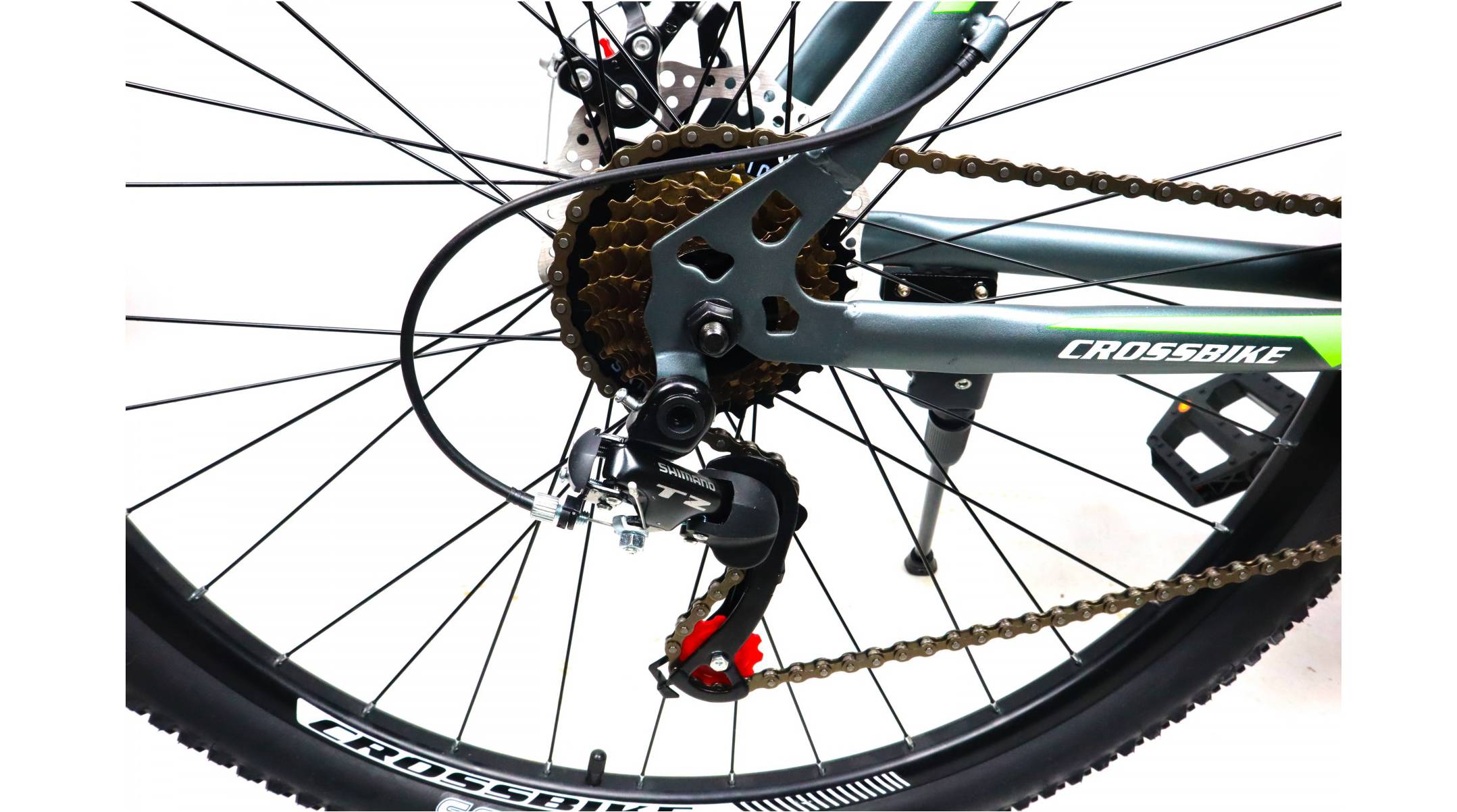 Велосипед CrossBike Racer 27.5", размер M рама 17" (2023), Серо-зеленый 2