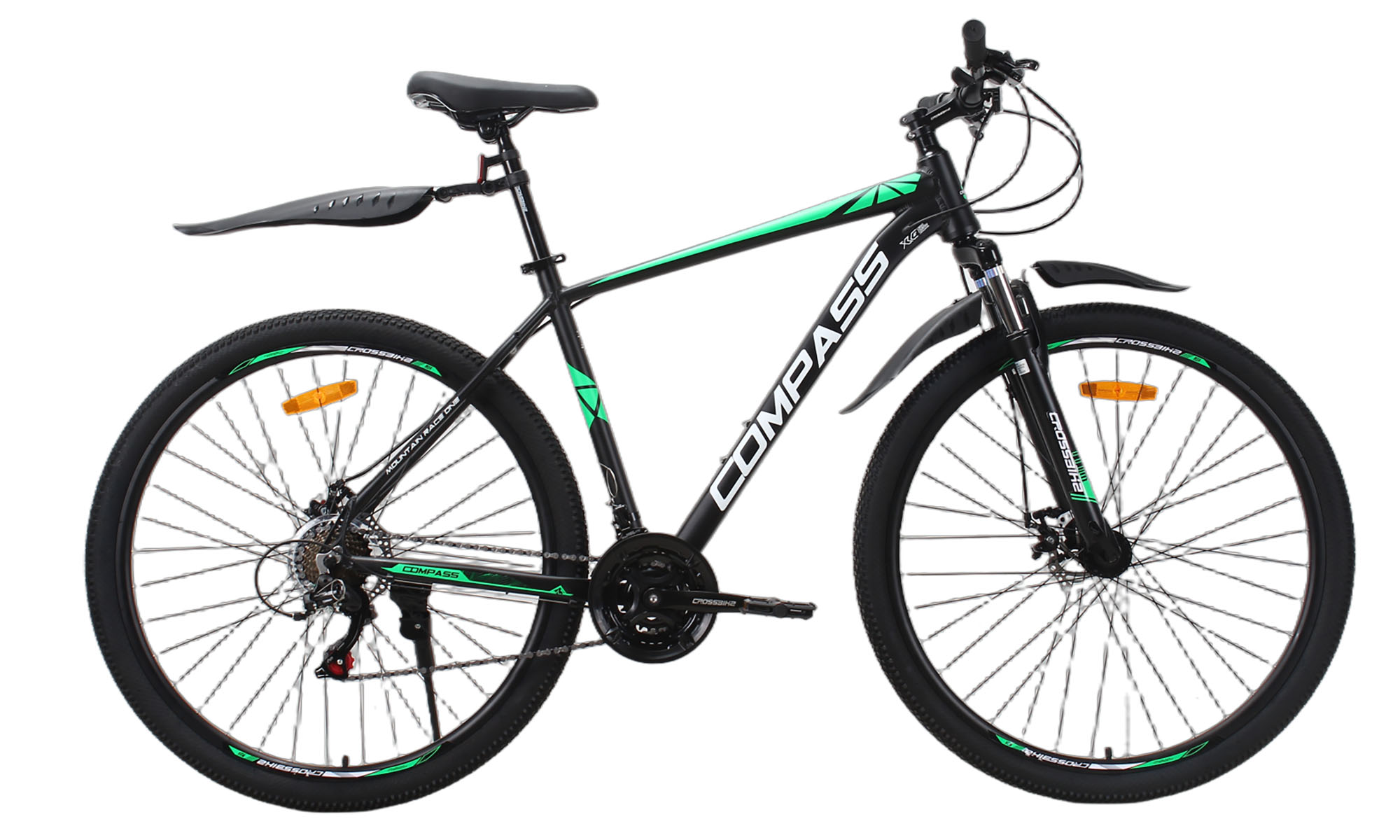 Велосипед CrossBike COMPASS 29", размер XL, рама 20", год 2026, Черный-Зеленый