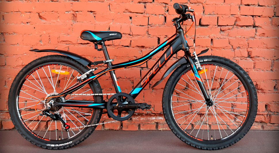 Фотография Велосипед подростковый Spelli ACTIVE BOY 24" размер XXS 2024 Черно-оранжевый