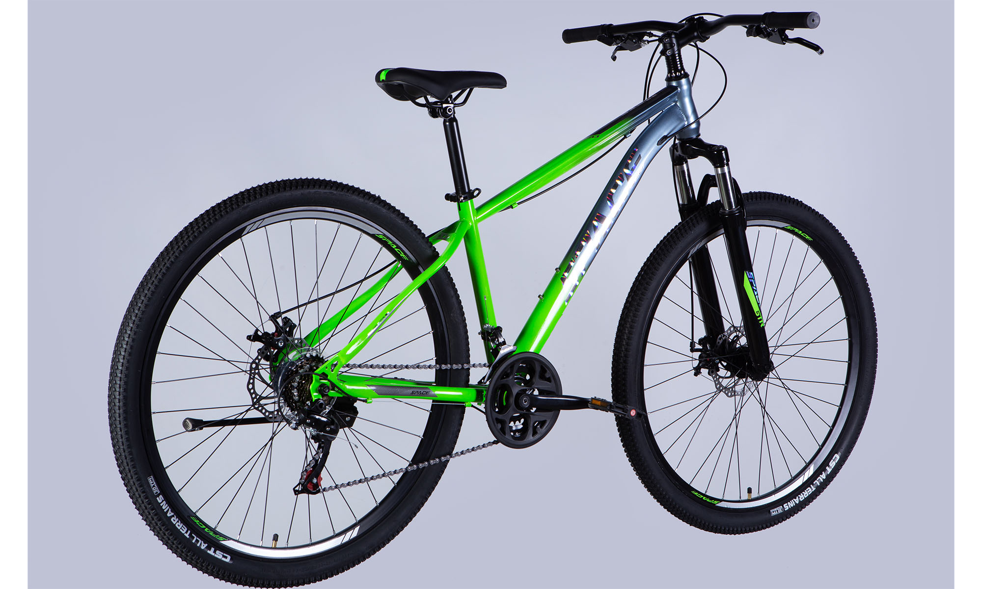 Велосипед SPACE MARS DD FR 29", розмір M, рама-18", рік 2026, зелено-сріблястий 3