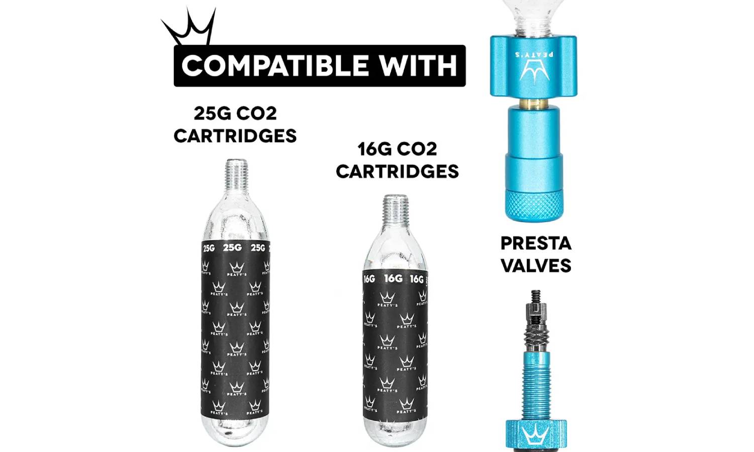 Насос Peaty's Holeshot CO2 Tyre Inflator, Road & Gravel 16g, Punch 8 Насос Peaty's Holeshot CO2 Tyre Inflator, Road & Gravel 16g, Punch 8