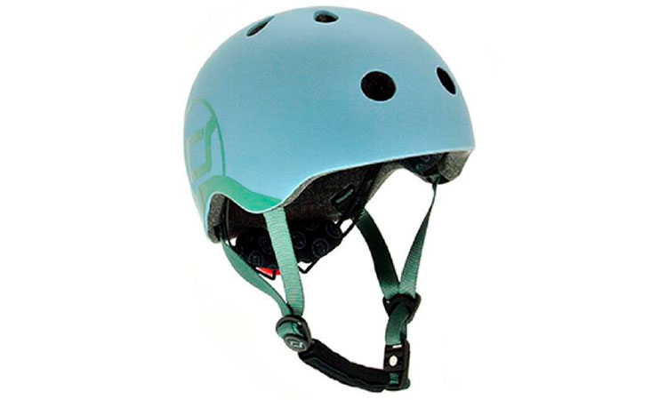 Фотография Шлем защитный детский Scoot and Ride с фонариком размер S (45-51 см), Серо-синий
