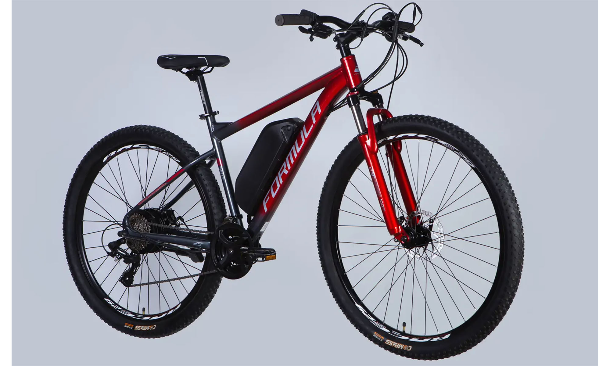Велосипед с электроприводом Formula eF-1 DD CS 29", размер M, рама-18,5", 48B 12.5А*ч 500Вт, год 2025, красно-серебристый 2