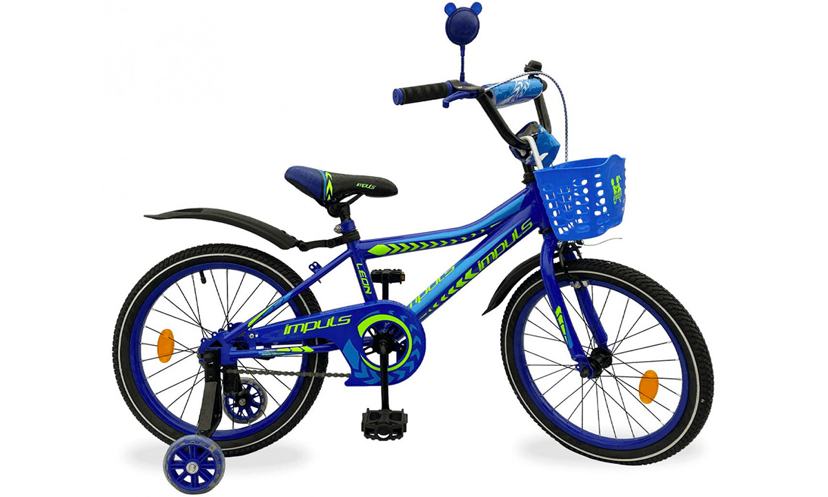 Фотография Велосипед Impuls Kids 18" с корзиной (2021) 2021 Сине-салатовый