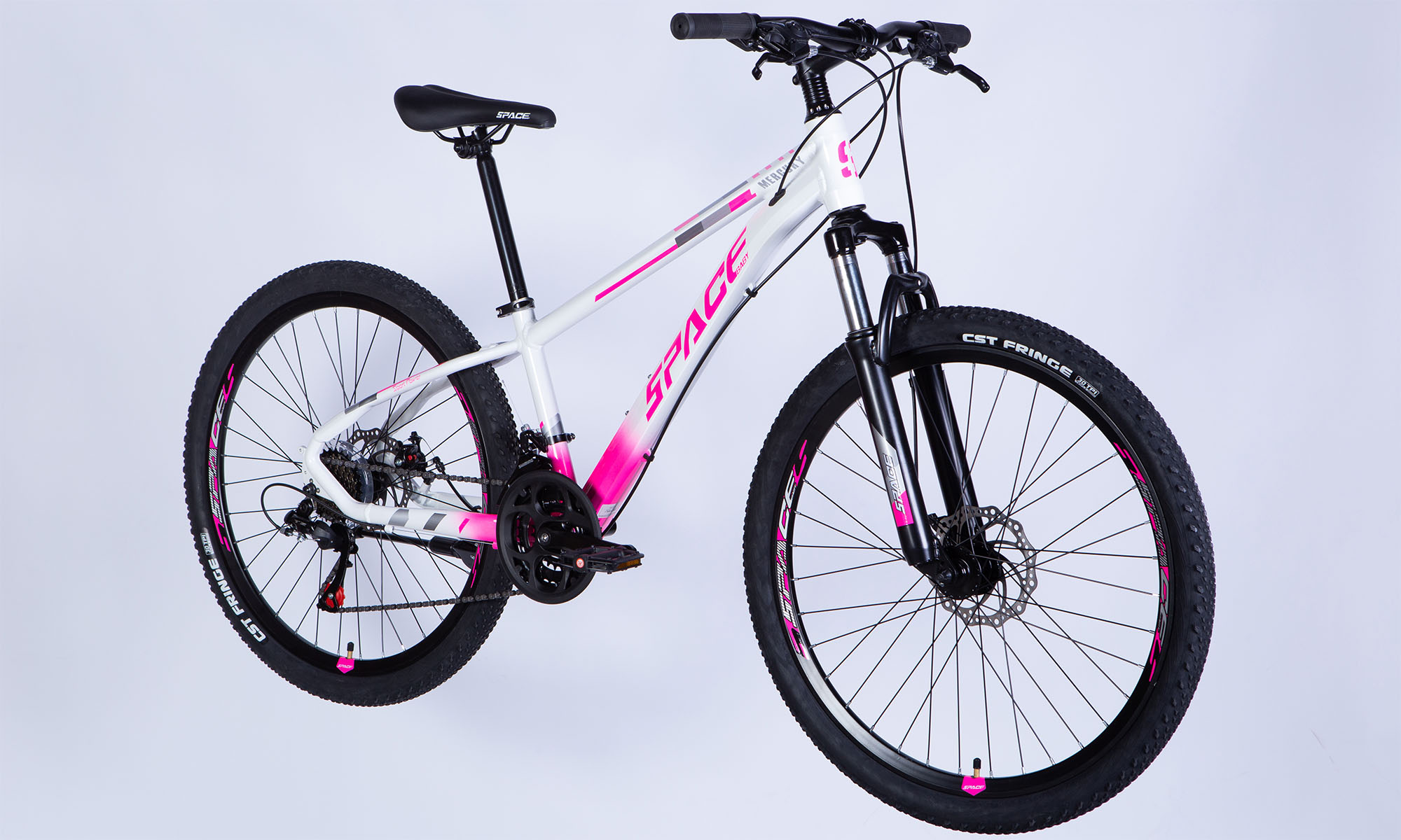 Велосипед SPACE MERCURY DD FR, 26", размер XS рама-13", год 2026, бело-розовый 5