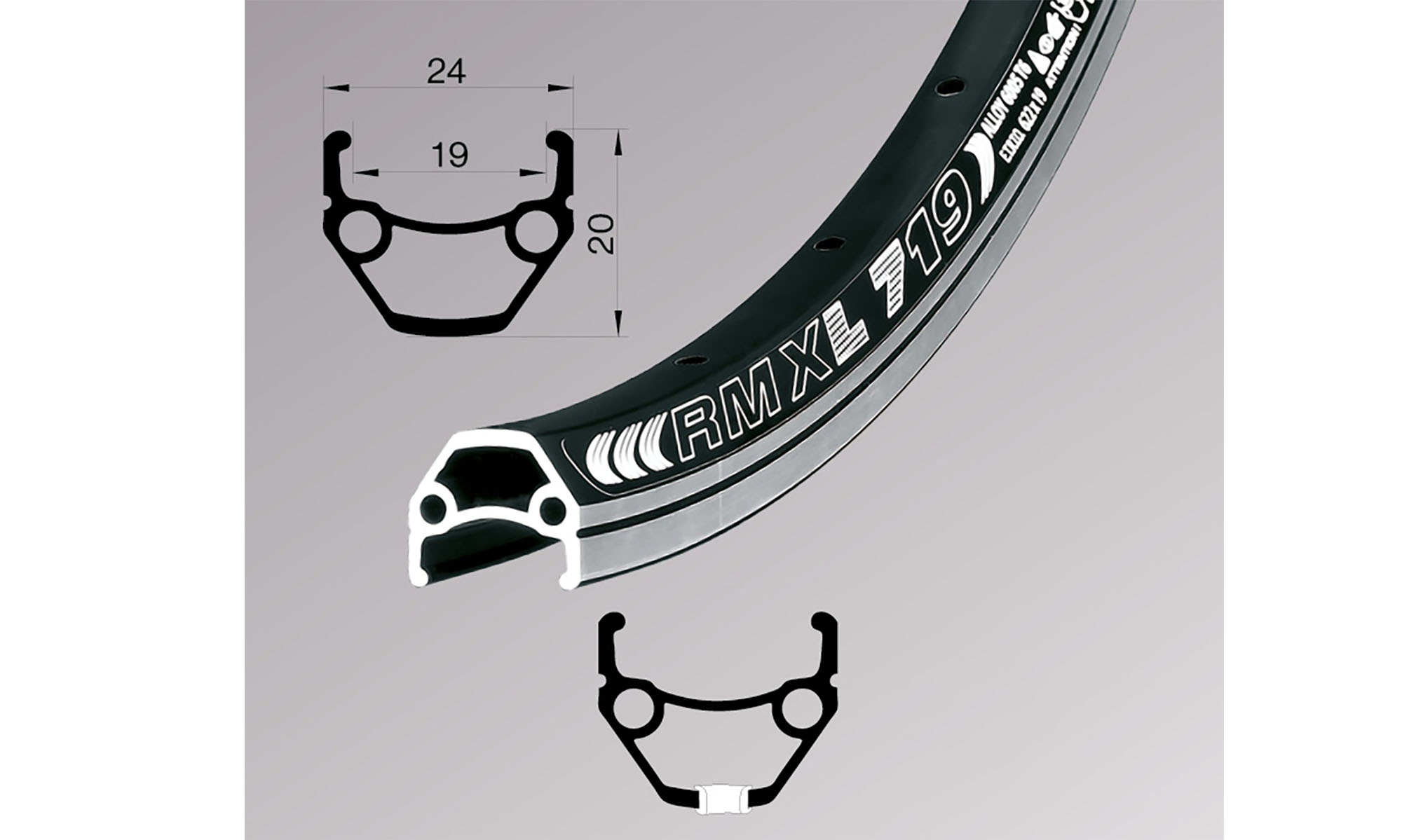 Обод Remerx DRAGON LINE RX 719, 16'', 305x19, 24 отв., AV, серый, V-Br 