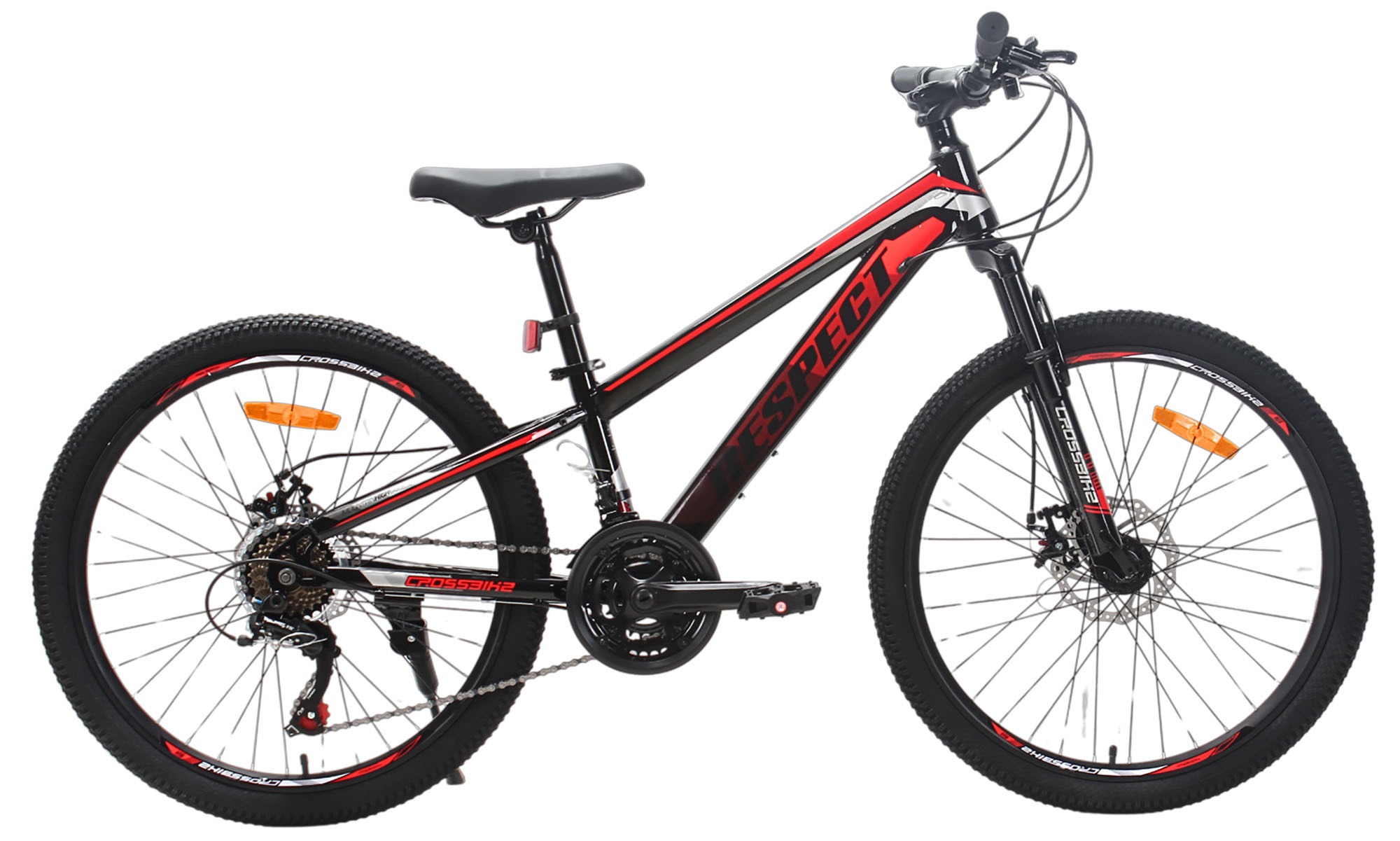 Велосипед CrossBike RESPECT 24", размер XXS, рама 11", год 2026, Черный-Красный 