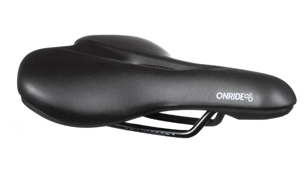 Сідло ONRIDE Plucky, сталеві рамки, 250х195 мм, з отвором, чорний 