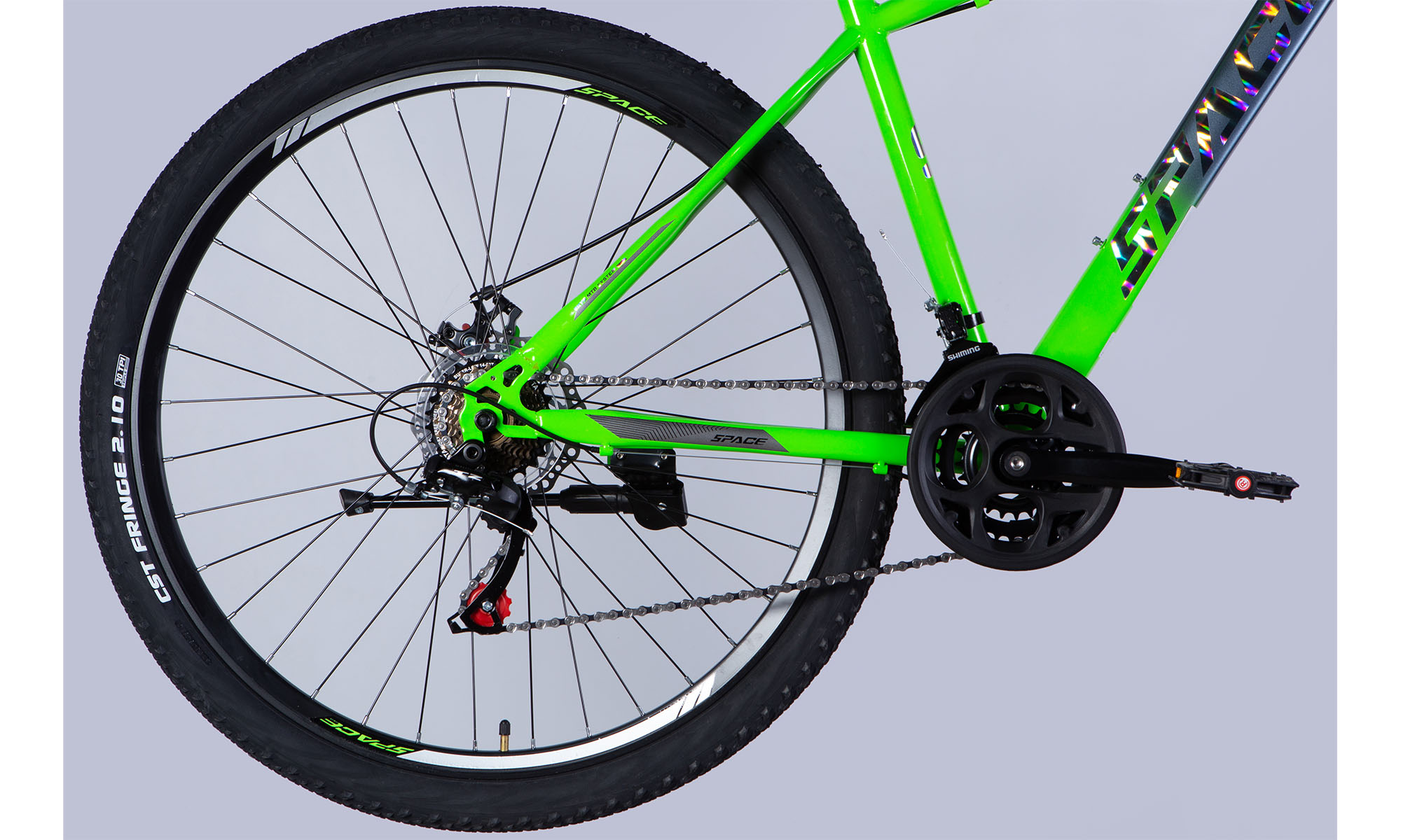 Велосипед SPACE MARS DD FR 29", размер S, рама 16", 2025, зелено-серебристый 4