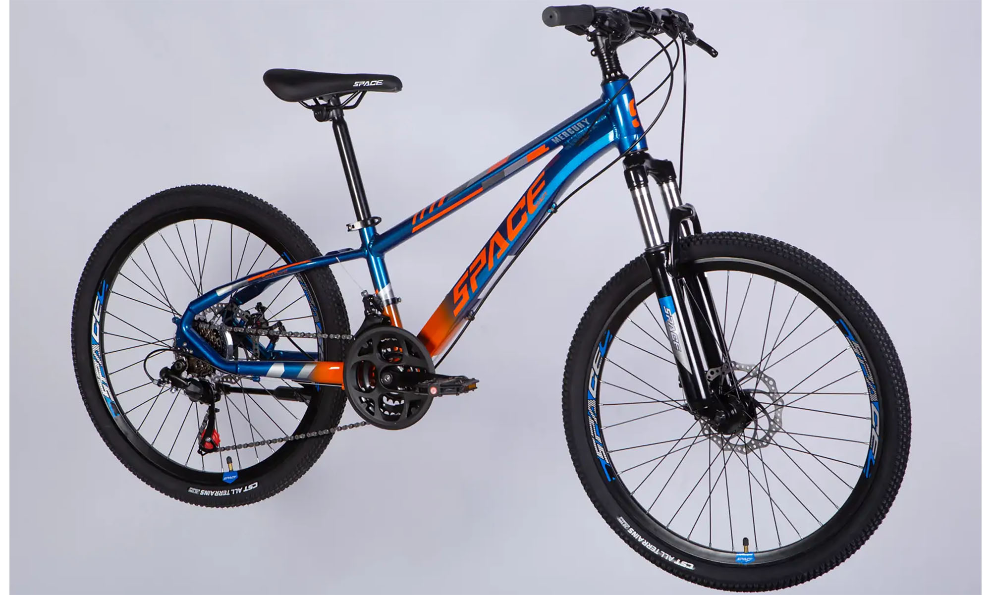 Велосипед SPACE MERCURY DD FR, 24", розмір XXS, рама-11",рік 2026, синьо-помаранчевий 2