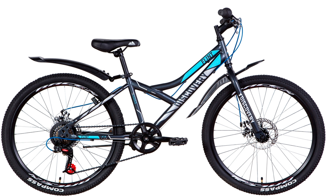 Фотография Велосипед Discovery FLINT DD 24" (2021) 2021 Черно-синий