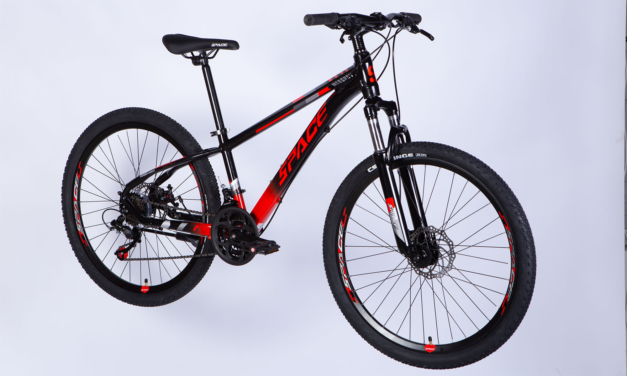 Велосипед SPACE MERCURY DD FR, 26", размер XS рама-13", год 2026, черно-красный 5