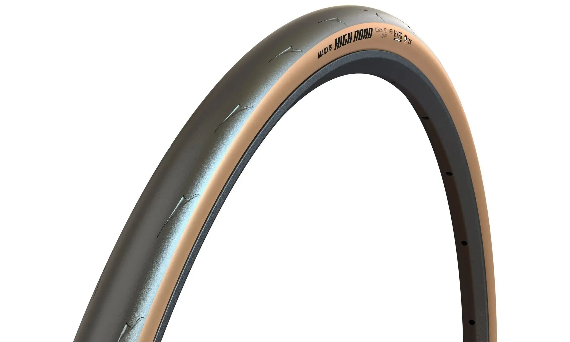 Фотография Покрышка MAXXIS HIGH ROAD 700X25C TPI-170 Foldable HYPR/ZK/ONE70/TANWALL, черно-коричневая 