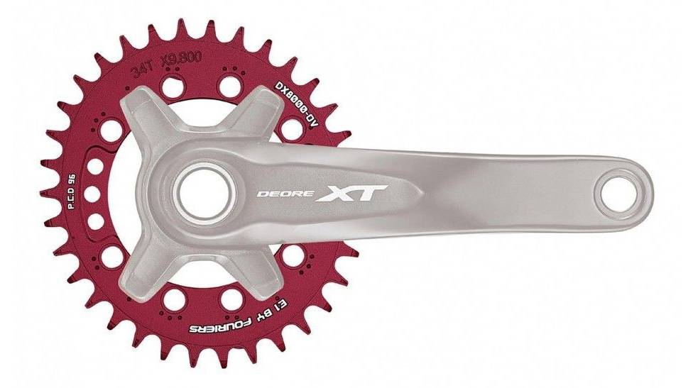 Звезда шатуна Fouriers DX8000 NW Oval Shimano XT/pcd96 36Т, красный 2