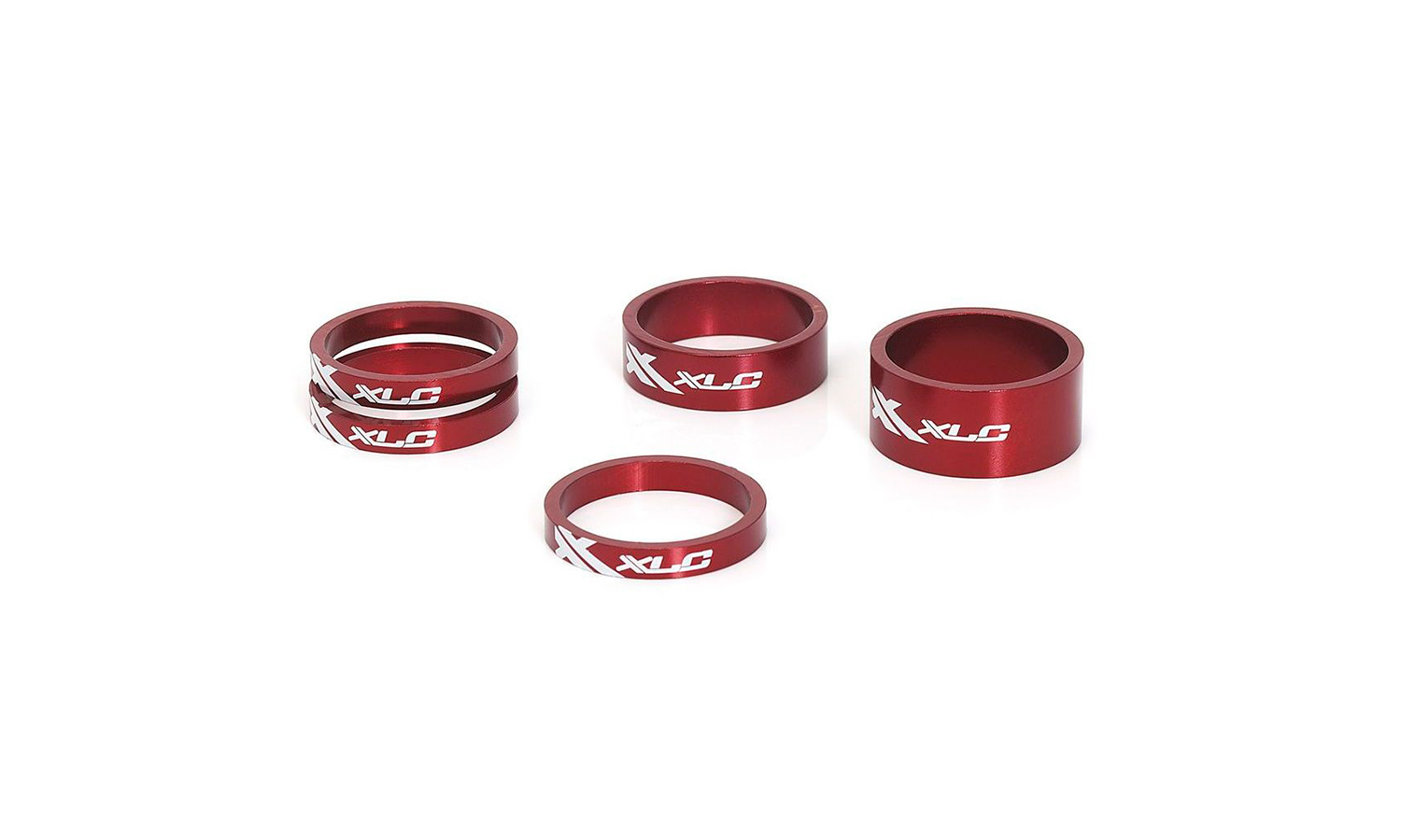 Фотография Проставочные кольца XLC AS-A02, 1 1/8" (3x5, 1x10, 1x15), 5 шт. Красный
