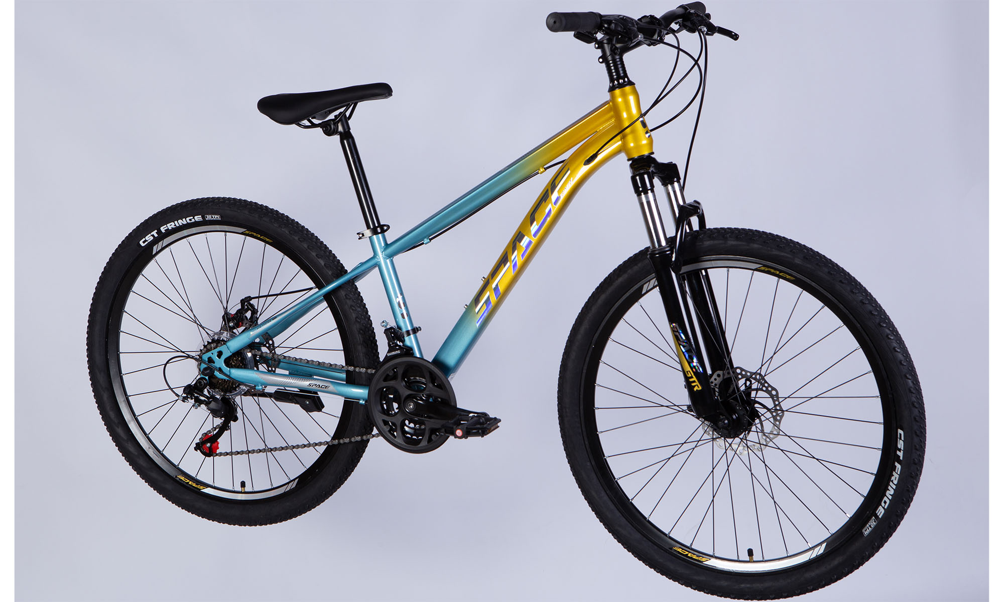 Велосипед SPACE MARS DD FR 26", ST, размер XS, рама 13" 2025, золотисто-голубой 6