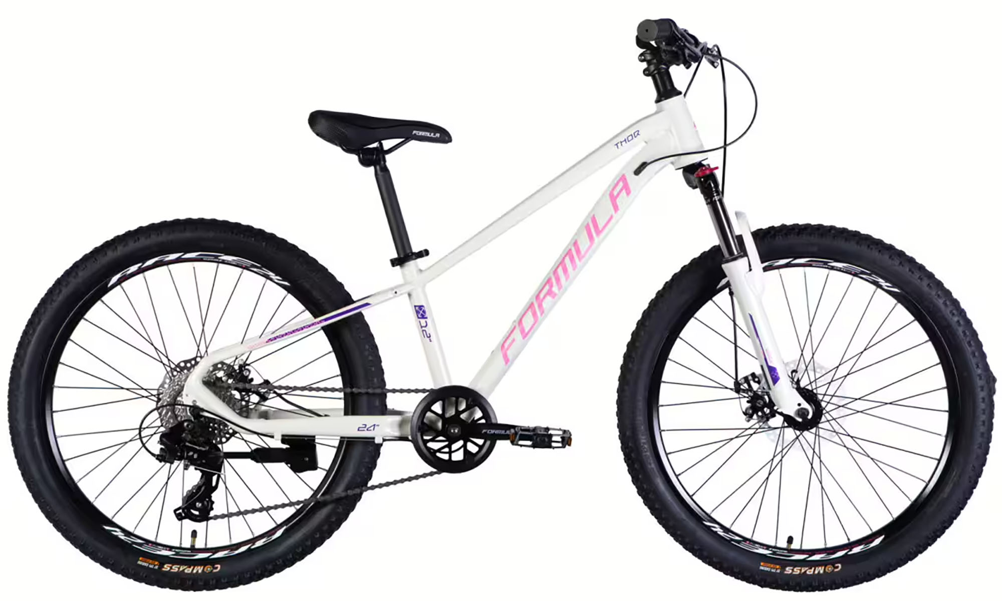 Велосипед Formula THOR DD CS 24", розмір XXS, рама-12", рік 2026, білий з рожевим 