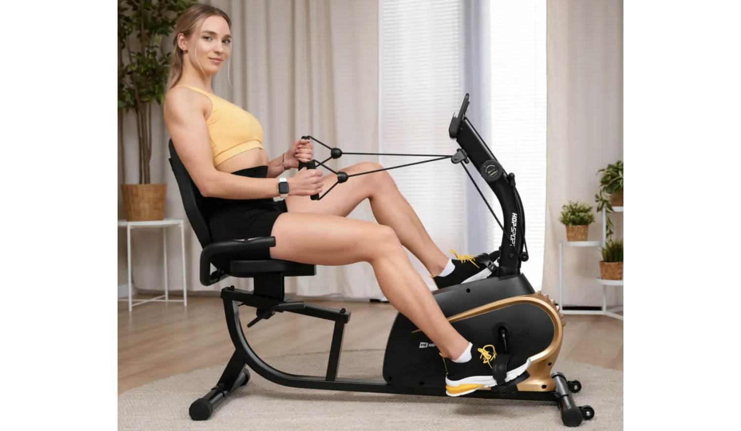 Горизонтальний велотренажер Hop-Sport HS-045L Volt магнітний золотий 15