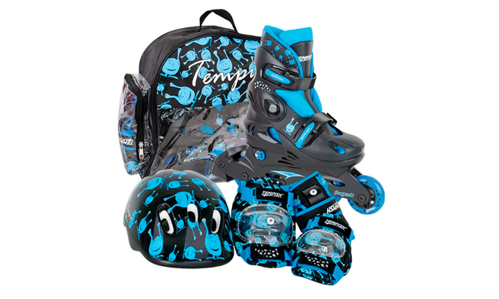 Комплект детский Tempish UFO Baby skate (ролики, шлем, защита конечностей), размер 26-29 Черно-синий