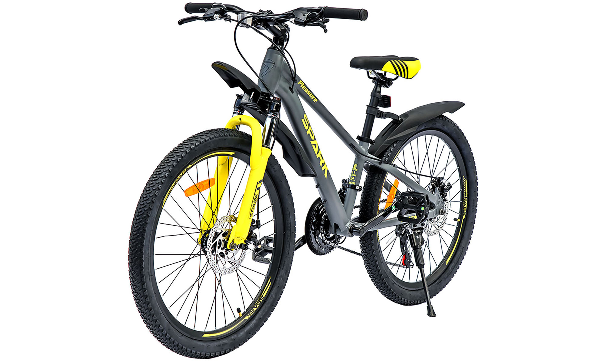 Велосипед SPARK PLEASURE 24", размер XXS, рама 11", 2025, серый с желтым 3