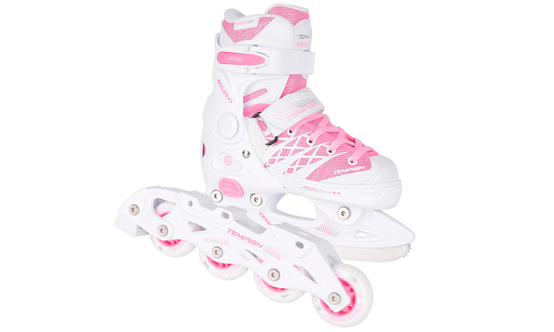 Роликовые коньки Tempish CLIPS GIRL DUO, размер 29-32 Бело-розовый