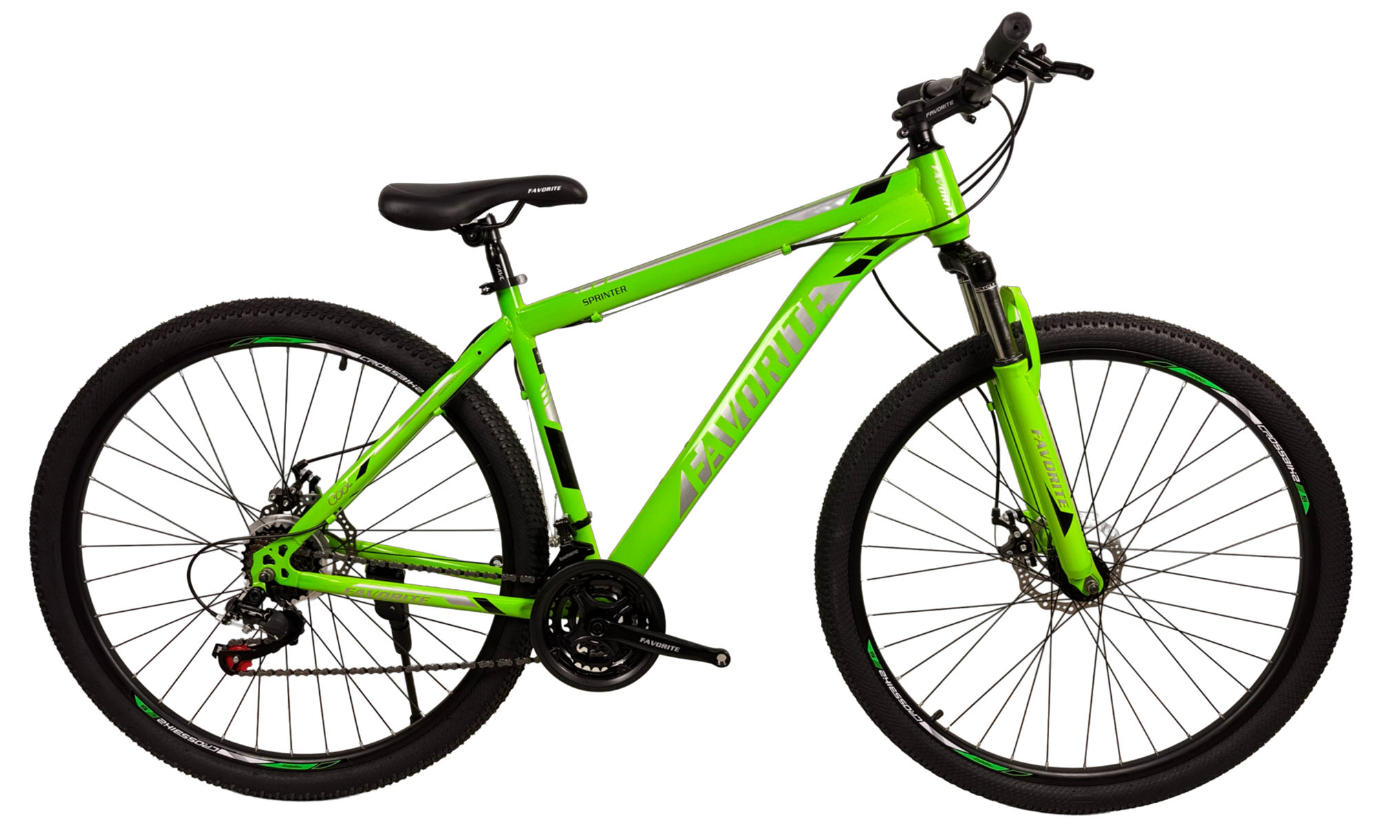 Велосипед CrossBike Favorite Sprinter 29", размер L, рама 19", год 2026, Зелёный-Серый 