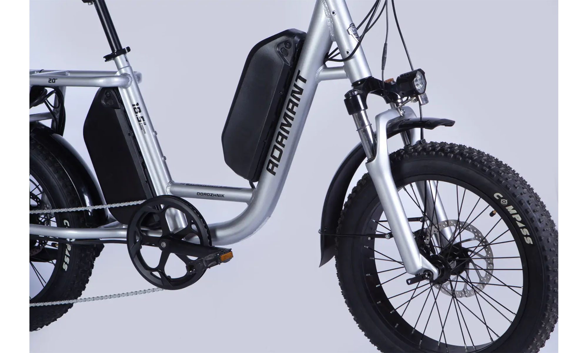 Велосипед с электроприводом Dorozhnik ADAMANT HDD 20", размер M, рама-18,5" 48B, 17.5А*ч, 750Вт, год 2026, серебристый 4