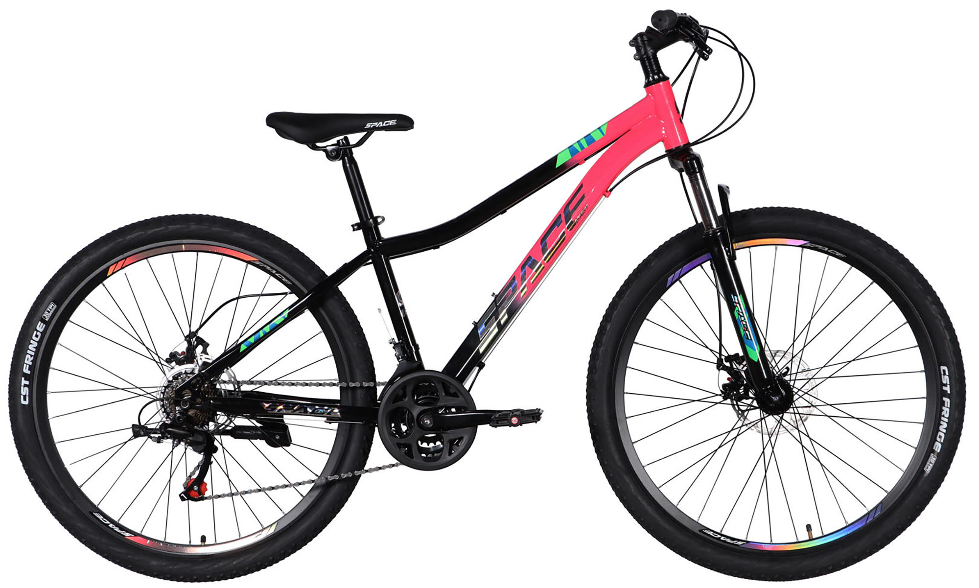 Велосипед SPACE AURORA DD FR 27.5", размер S рама-15", год 2026, розово-черный 