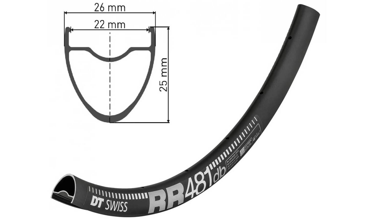 Обод DT Swiss RR 481, 27.5", размер 584×22 мм, 28 отверстий, ниппель Presta, дисковые тормоза, черный 2