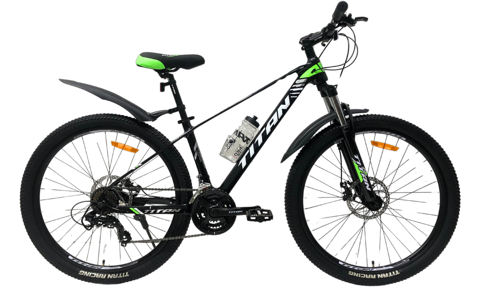 Велосипед Titan Canyon 27,5", размер M, рама 17", год 2025, Черный-Зеленый 2