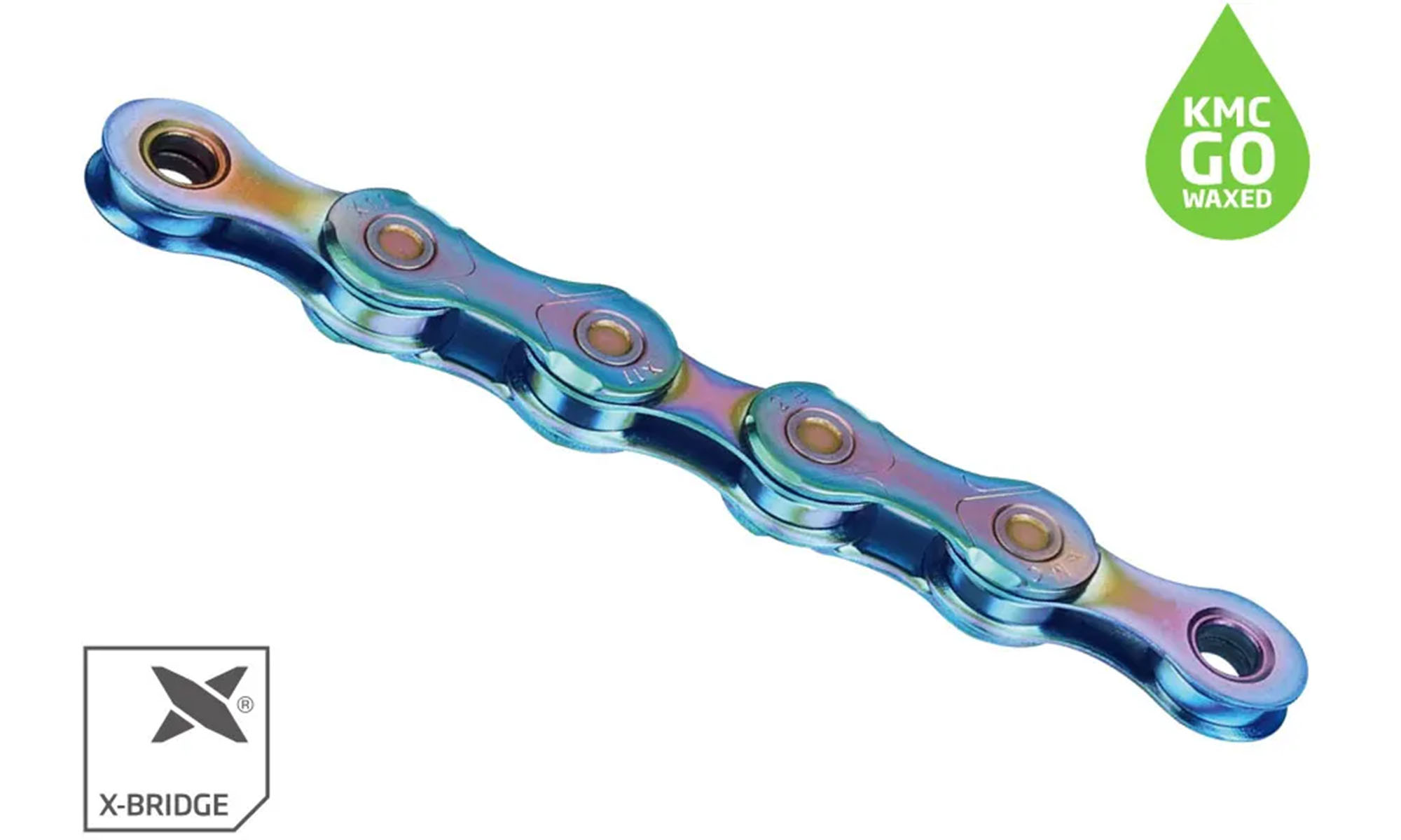 Цепь KMC X12 NPNP Waxed Chain, 126 зв. 1/2"x11/128, Aurora Blue 