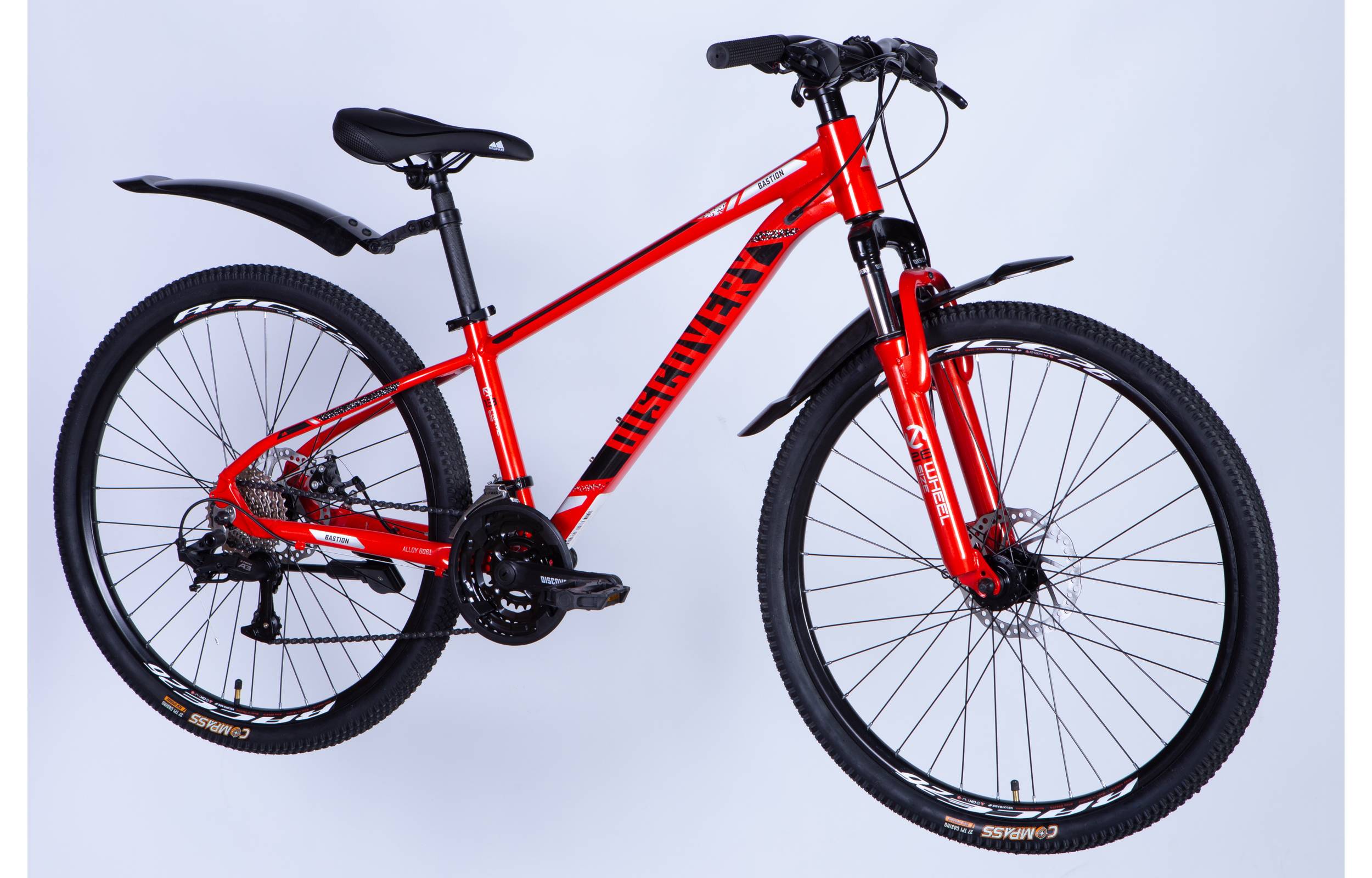 Фотография Велосипед Discovery BASTION DD 26" размер М рама 18" 2025 красно-черный 6