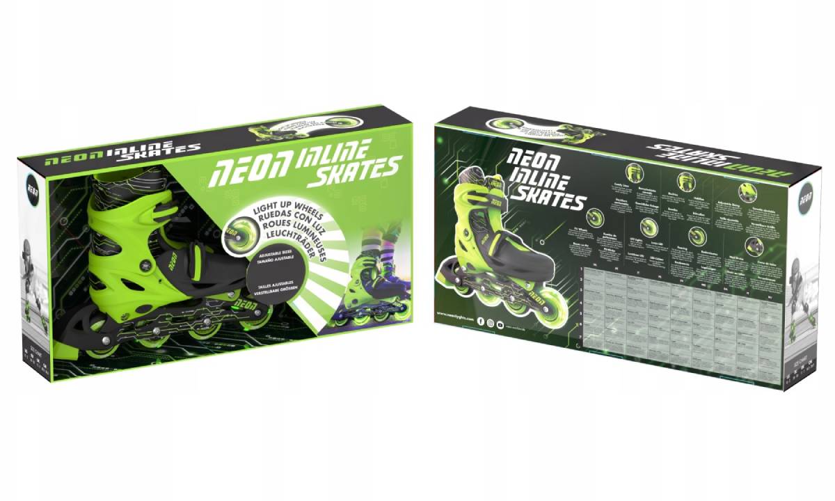 Роликові ковзани Neon Inline, розмір 34-37, зелений 11 Роликові ковзани Neon Inline, розмір 34-37, зелений 11