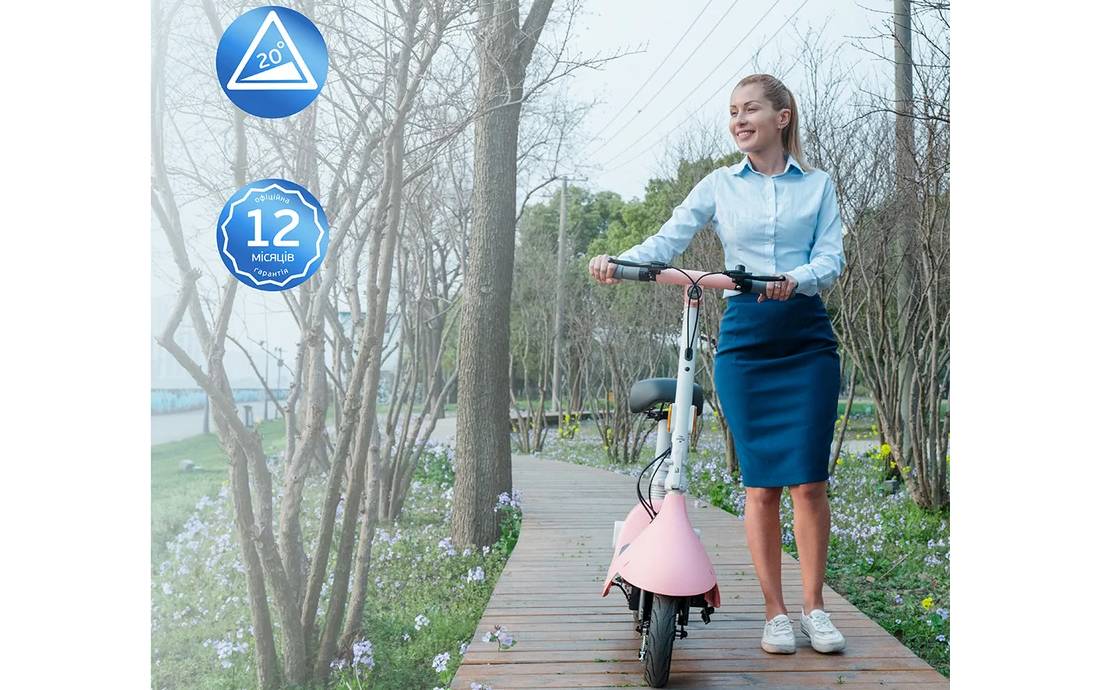 Электросамокат с сидением OKAI Ceetle PRO EA10C 10" 350(900)W, 25Km/h, 10,4Ah, NFC, App, розовый 6 Электросамокат с сидением OKAI Ceetle PRO EA10C 10" 350(900)W, 25Km/h, 10,4Ah, NFC, App, розовый 6