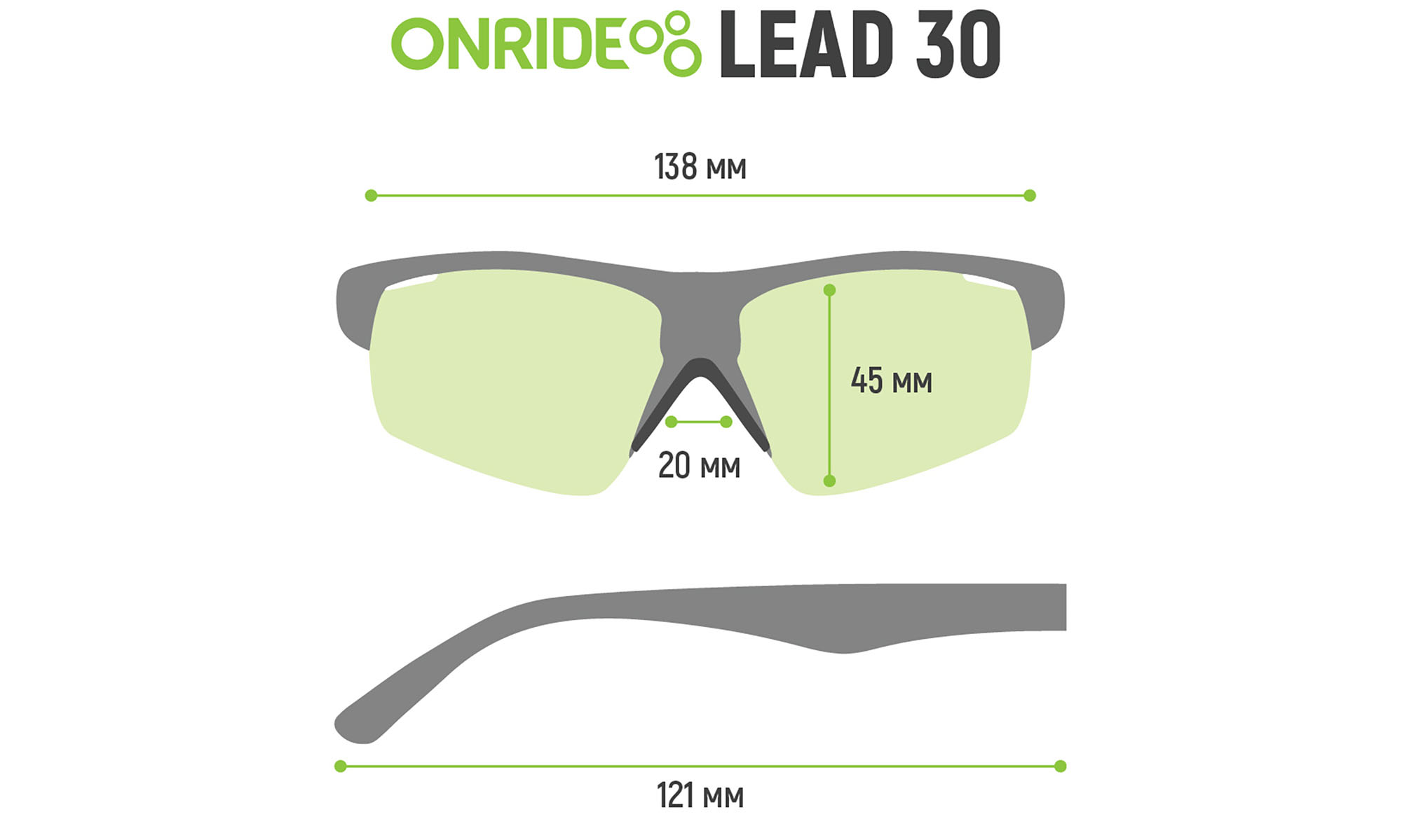 Окуляри ONRIDE Lead 30 матово чорні з лінзами димчастимі кат. 3 (17%); помаранчевимі кат. 2 (37%); прозоримі кат. 1 (100%) 2