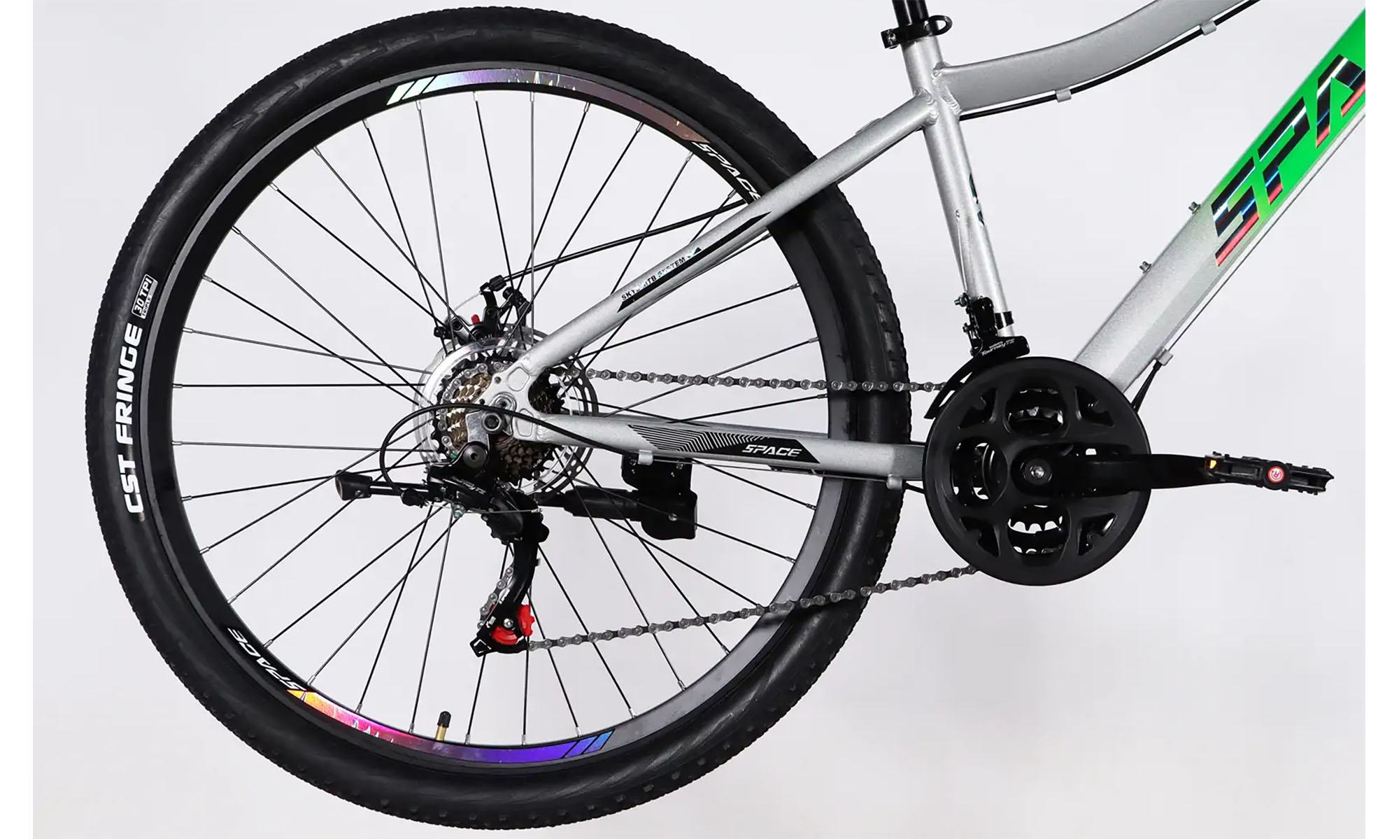 Велосипед SPACE IZIDA DD FR, 27.5", размер S, рама-15", год 2026, зелено-серебристый 5 Велосипед SPACE IZIDA DD FR, 27.5", размер S, рама-15", год 2026, зелено-серебристый 5