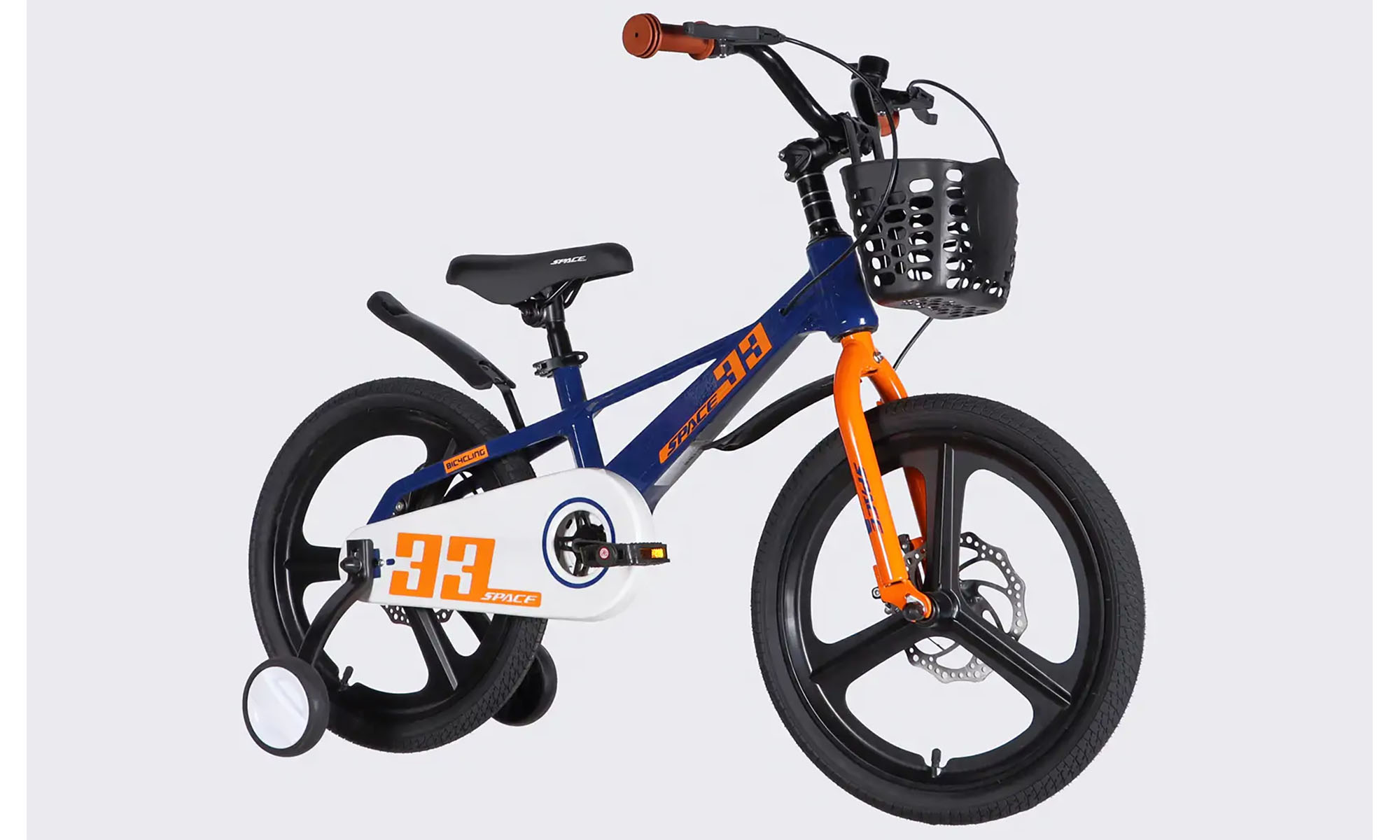 Велосипед SPACE KID ORION DD 18", размер XXS, рама-10", год 2026, синий с оранжевым 3