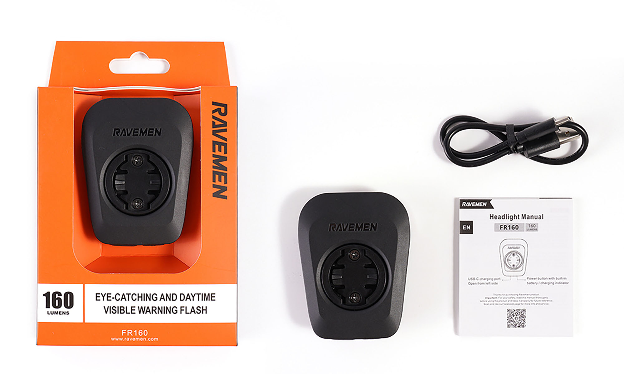 Велосипедна фара Ravemen FR160 (160 lm, 380 mAh) з кріпленням під Garmin 2