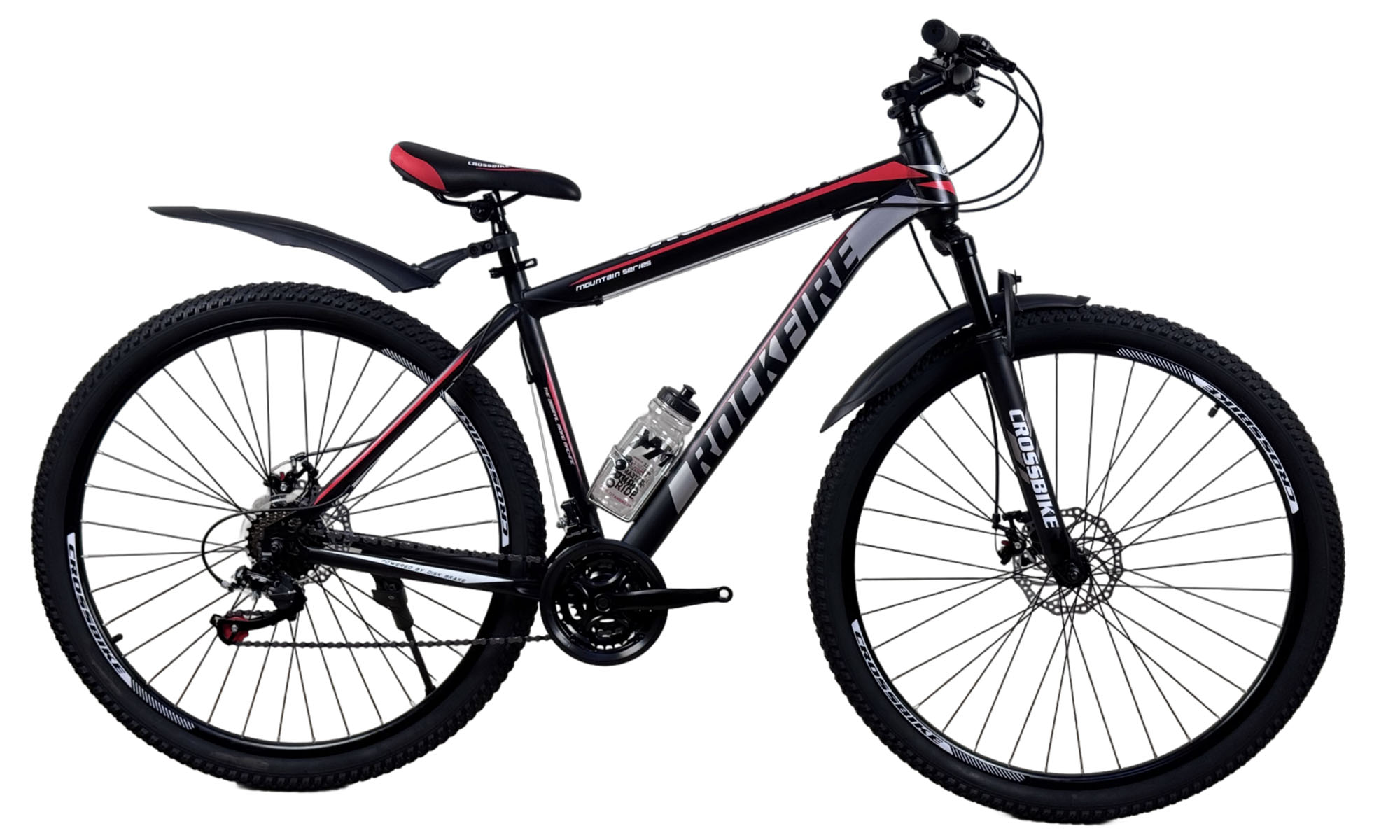 Велосипед CrossBike Rockfire 29", размер L, рама 19", год 2026, Черный-Красный